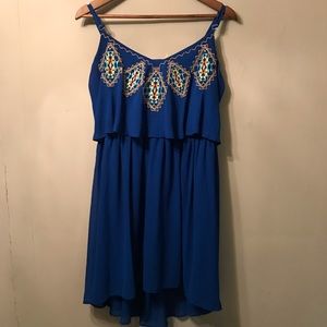 Sequin Hearts Blue Aztec Flowy Dress Extra Large